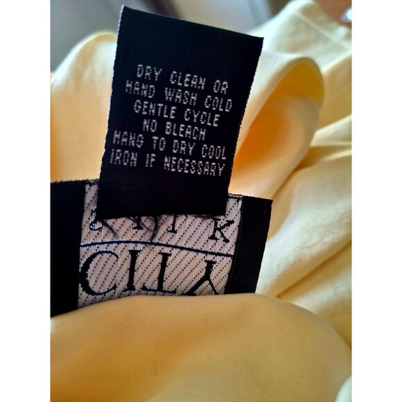 Vintage Silk Long-Sleeve Button-Up Shirt In Light Yellow Size M - Picture 10 of 11